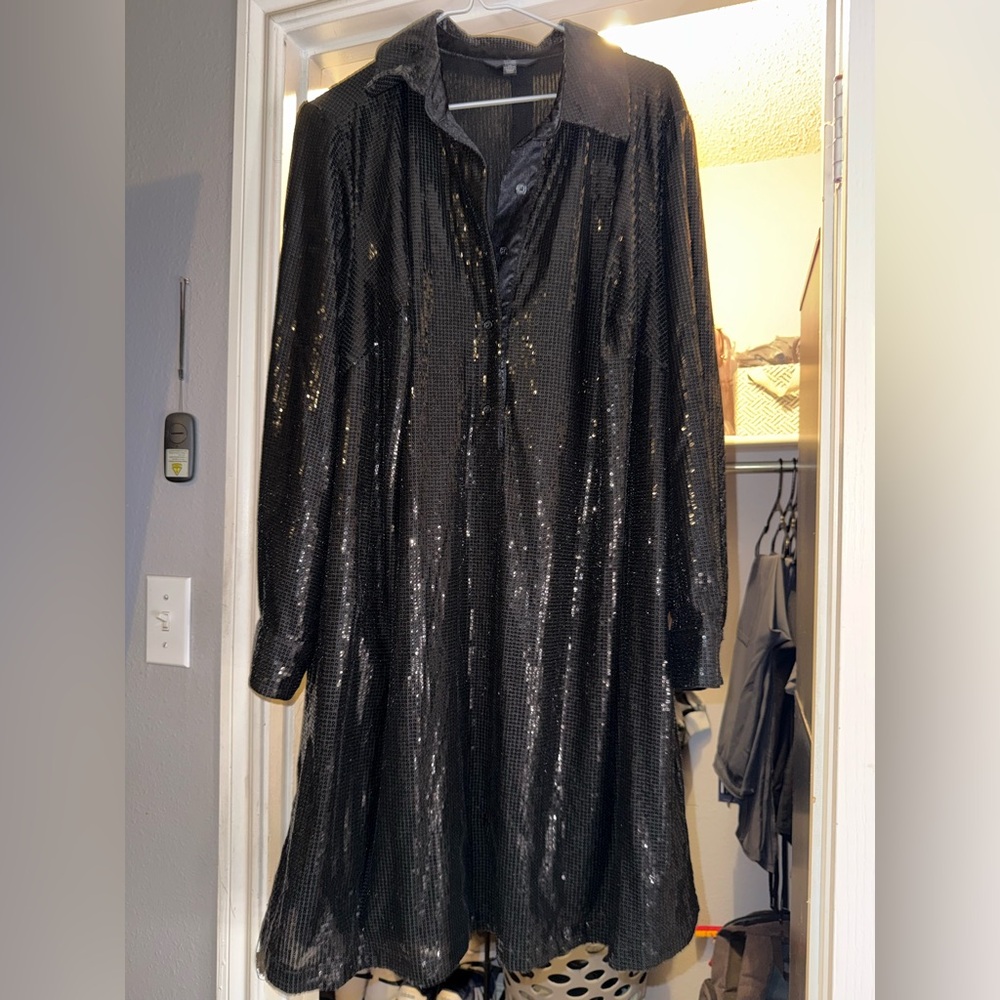 “PLUS SIZE” Black Sequin Women's Dress